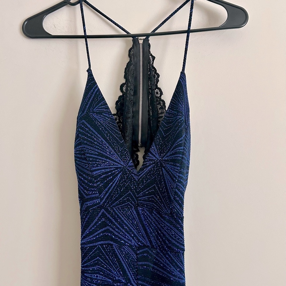 Cherry Mellow Women’s Blue/Black Sparkle Jumpsuit Medium